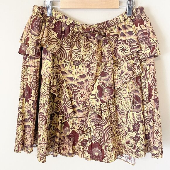 Ulla Johnson Burgundy and Yellow Patterned Skirt - Picture 2 of 10